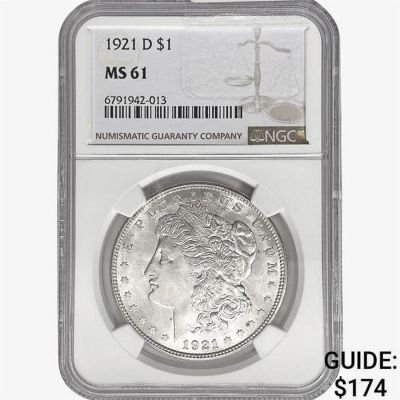 1921-D Morgan Silver Dollar NGC MS61