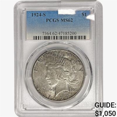 1924-S Silver Peace Dollar PCGS MS62