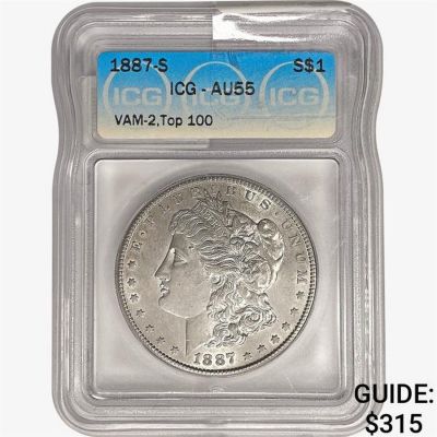 1887-S Morgan Silver Dollar ICG AU55 VAM-2