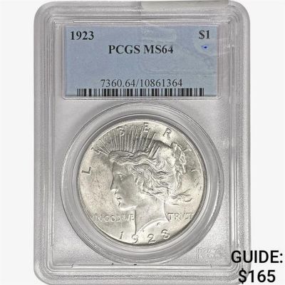 1923 Silver Peace Dollar PCGS MS64