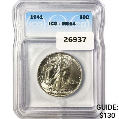 1941 Walking Liberty Half Dollar ICG MS64