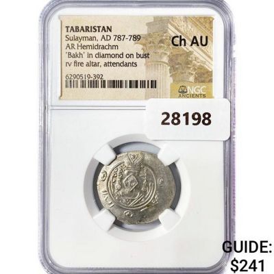 AD 787-789 Tabaristan AR Hemidrachm NGC Ch AU