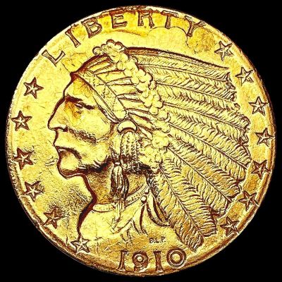 1910 $2.50 Gold Quarter Eagle NEARLY UNCIRCULATED