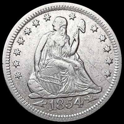 1854-O Arws Seated Liberty Quarter NEARLY UNCIRCUL