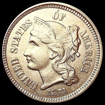 1871 Nickel Three Cent CLOSELY UNCIRCULATED