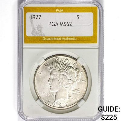 1927 Silver Peace Dollar PGA MS62