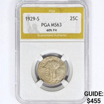 1929-S Standing Liberty Quarter PGA MS63 60% FH
