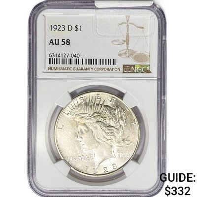 1923-D Silver Peace Dollar NGC AU58
