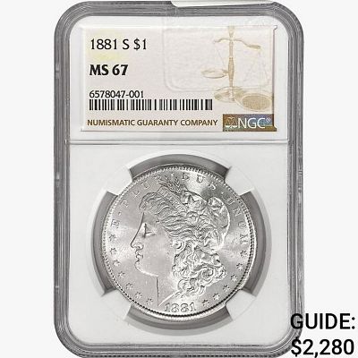 1881-S Morgan Silver Dollar NGC MS67