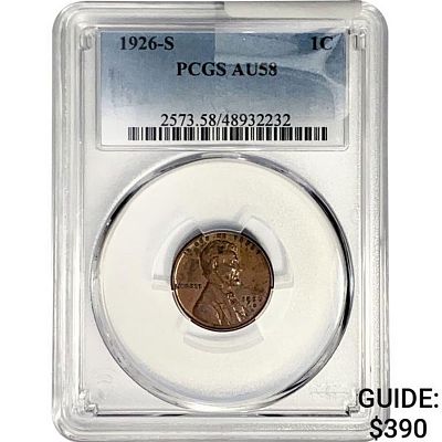 1926-S Wheat Cent PCGS AU58