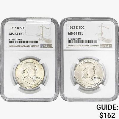 [2]1952-D Franklin Half Dollar NGC MS64 FBL