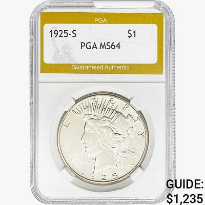 1925-S Silver Peace Dollar PGA MS64