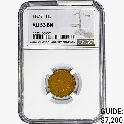 1877 Indian Head Cent NGC AU53 BN