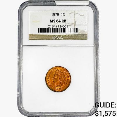 1878 Indian Head Cent NGC MS64 RB