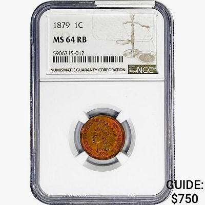 1879 Indian Head Cent NGC MS64 RB