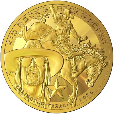 PBR Kid RocknRoll Rodeo 1oz 24K Gold Plated Silver