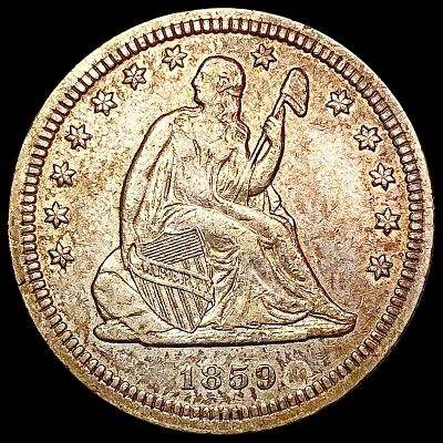 1859 Seated Liberty Quarter NEARLY UNCIRCULATED