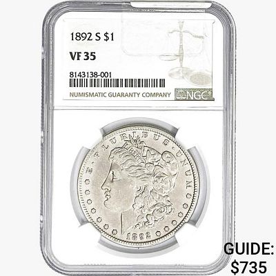 1892-S Morgan Silver Dollar NGC VF35