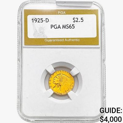 1925-D $2.50 Gold Quarter Eagle PGA MS65