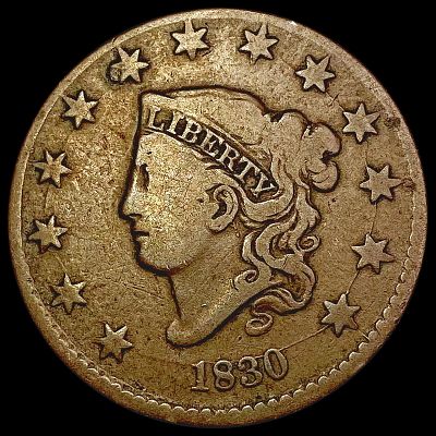 1830 Coronet Head Large Cent NICELY CIRCULATED