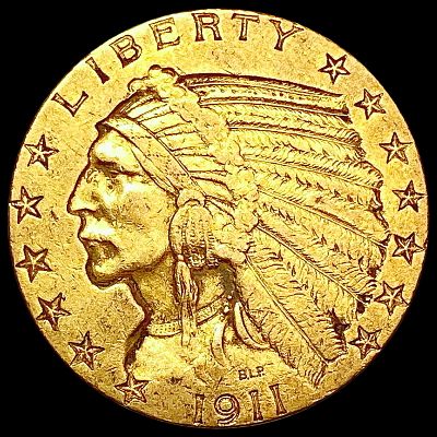 1911 $5 Gold Half Eagle NEARLY UNCIRCULATED