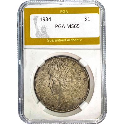 1934 Peace Dollar PGA MS65