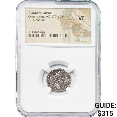 Roman Commodus, AD 177-192 Silver Denarius NGC