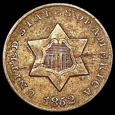 1852 TY2 Silver Three Cent CLOSELY UNCIRCULATED