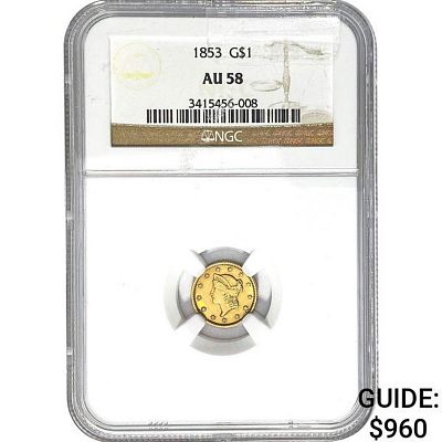 1853 G$1 NGC AU58