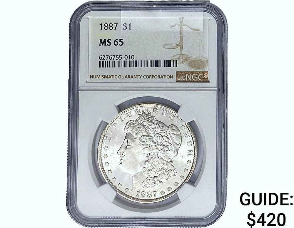 1887 Morgan Silver Dollar NGC MS65