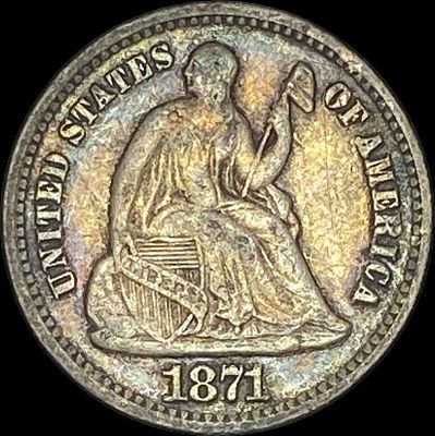 1871 Seated Liberty Half Dime NEARLY UNCIRCULATED. 1871 Seated Liberty Half Dime NEARLY UNCIRCULATED