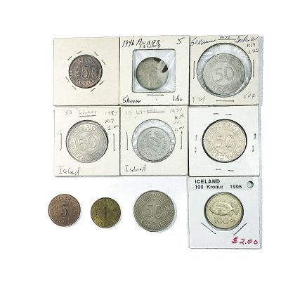 [10 Coins] 1946-1995 Iceland Coin Lot