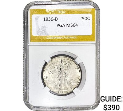 1936-D Walking Liberty Half Dollar PGA MS64