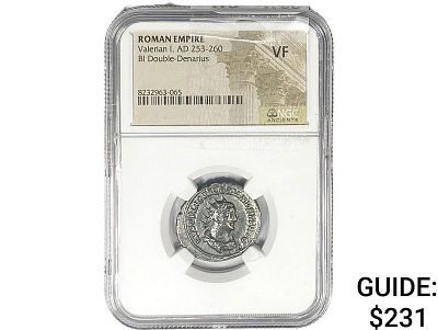 Roman Valerian I, AD 253-260 BI Dbl-Denarius NGC VF