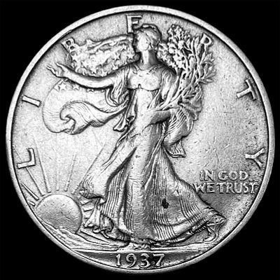 1937-S Walking Liberty Half Dollar ABOUT UNCIRCULATED. 1937-S Walking Liberty Half Dollar ABOUT 