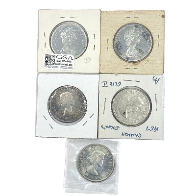 [5 Coins] 1957-1966 Canada SIlver 50 Cents HIGH GRADE