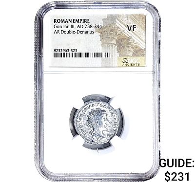 Roman Gordian III, AD 238-244 AR Dbl-Denarius NGC VF