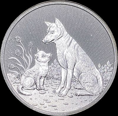 2022-P 2oz Silver Australian Dingo $2 GEM BU