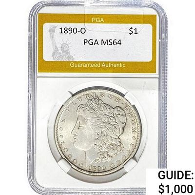 1890-O Morgan Silver Dollar PGA MS64