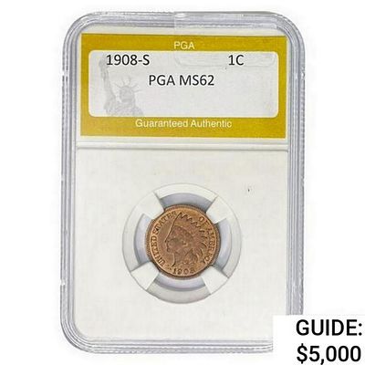1908-S Indian Head Cent PGA MS62