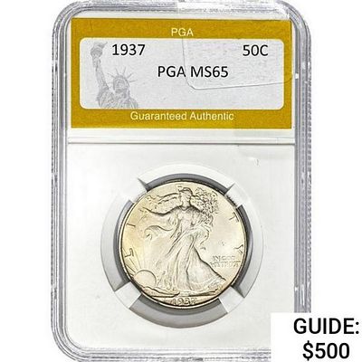 1937 Walking Liberty Half Dollar PGA MS65