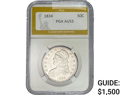1834 Capped Bust Half Dollar PGA AU55
