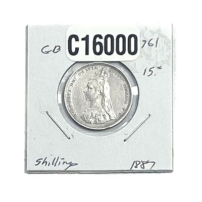 1887 Silver Shilling Coin AU