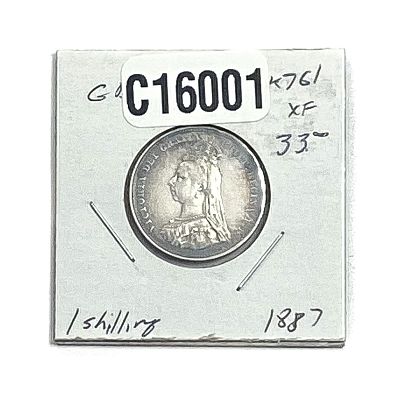 1887 Silver Shilling Coin AU