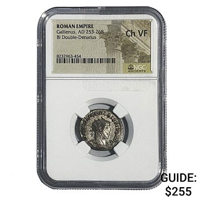 Roman Gallienus, AD 253-268 BI Dbl-Denarius NGC Ch VF