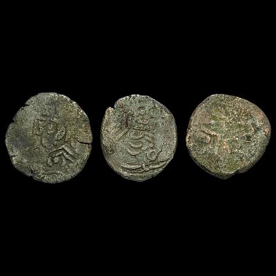 [3 Coins]Pratihara Empire 780-980 AD SIlver Drachm NEARLY UNCIRCULATED. [3 Coins]Pratihara 