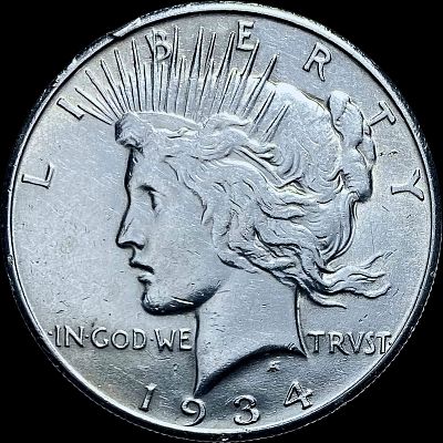 1934-S Silver Peace Dollar CHOICE AU