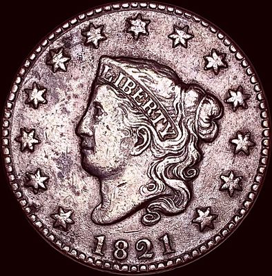 1821 Coronet Head Large Cent CLOSELY UNCIRCULATED. 1821 Coronet Head Large Cent CLOSELY UNCIRCULATED
