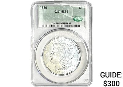 1886 Morgan Silver Dollar CAC MS63