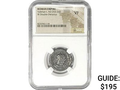 Roman Valerian I, AD 253-260 BI Dbl-Denarius NGC VF